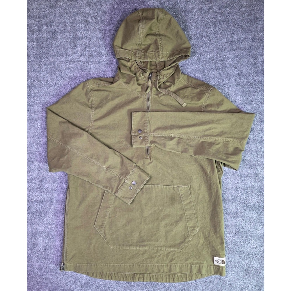 The North Face Battlement Anorak Pullover Mens Large Olive Green Ripstop Hooded
